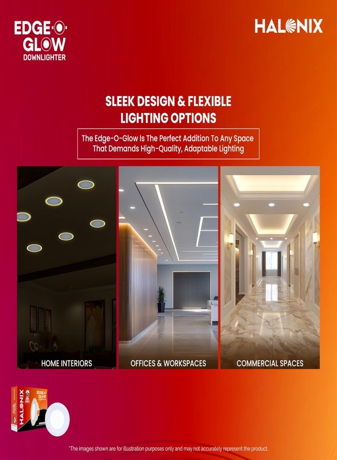 Halonix مصباح سقف هالونيكس المدمج من البولي كربونات بقوة 12 واط بتقنية Edge-O-Glow | 3 أوضاع إضاءة | للمنزل والمكتب | مصباح LED مدمج | يتطلب سقفًا معلقًا | فتحة التركيب: 6 بوصات | اللون: أبيض وأصفر | عبوة من قطعة واحدة - Image 5